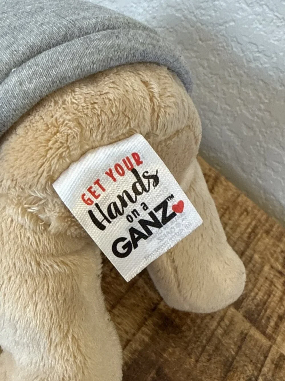 Ganz Get Well Soon Hoodie Bear Gray Hoodie Tan Bear 9” Tan Bear Plush Stuff Toy